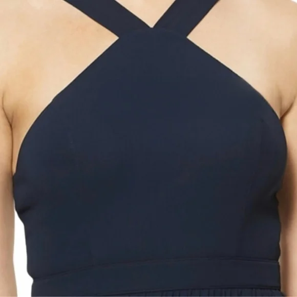 🆑️CLEARANCE Bill Levkoff Formal Maxi Dress Navy Blue Cross-Strap Size 10 Sample - Picture 4 of 12